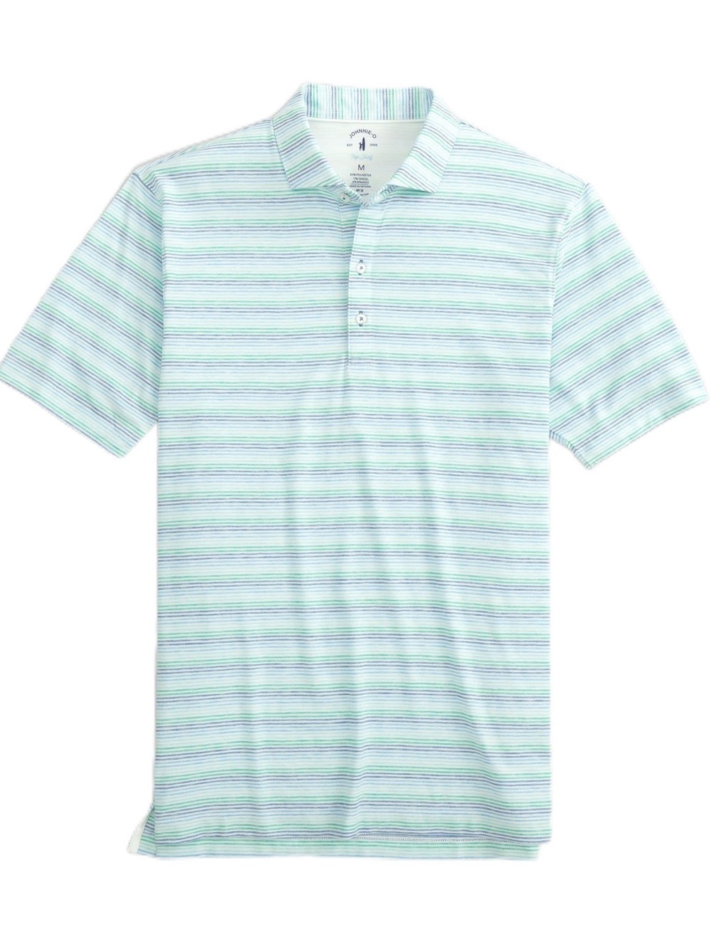 johnnie-O Mint and White Striped Short-Sleeve Polo